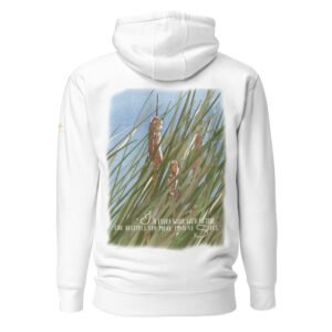 Phefee Pond watercolor design printed on a hoodie