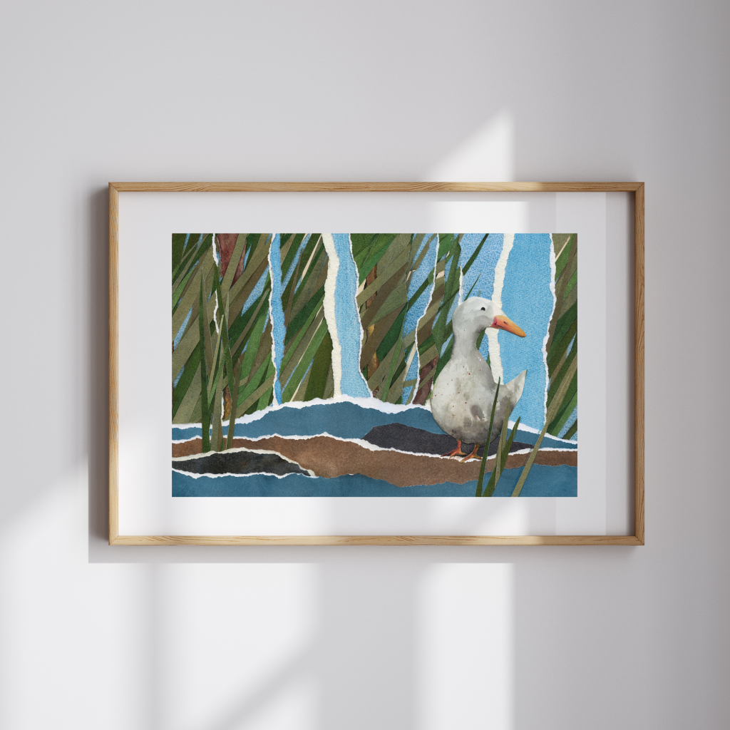 Pondside Plans Watercolor Collage Print