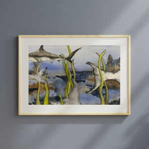 Salt and Sea Dogs Watercolor Collage Print