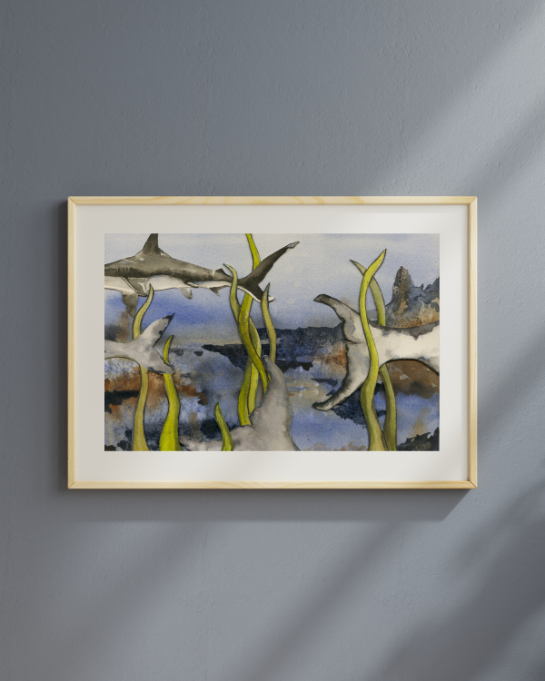 Salt and Sea Dogs Watercolor Collage Print