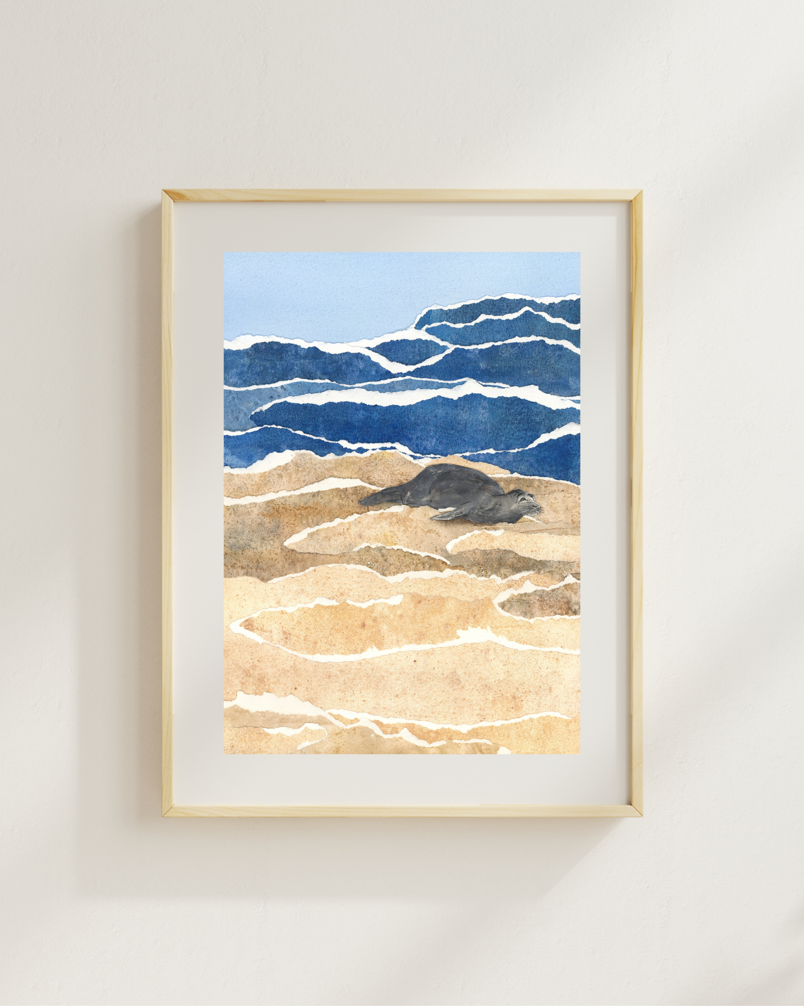 Sand and Surf Watercolor Collage Print - Image 2