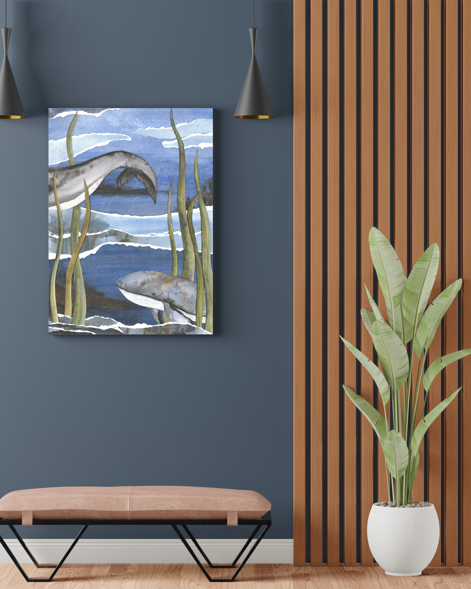 Deep Water Watercolor Collage Print - Image 2