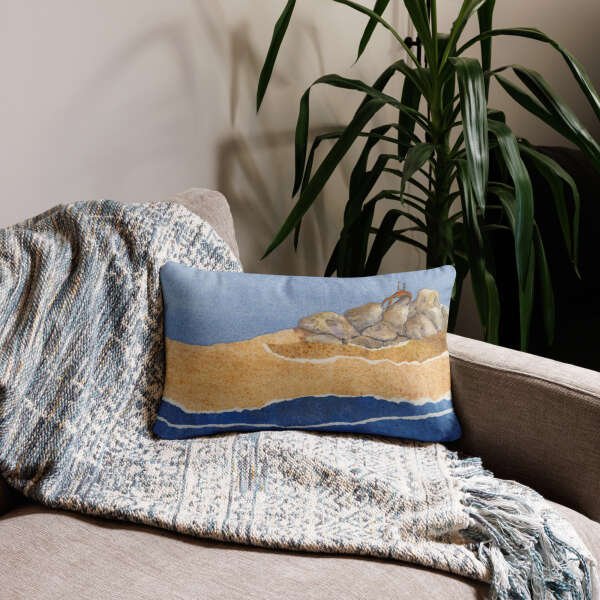rocky watercolor throw pillow