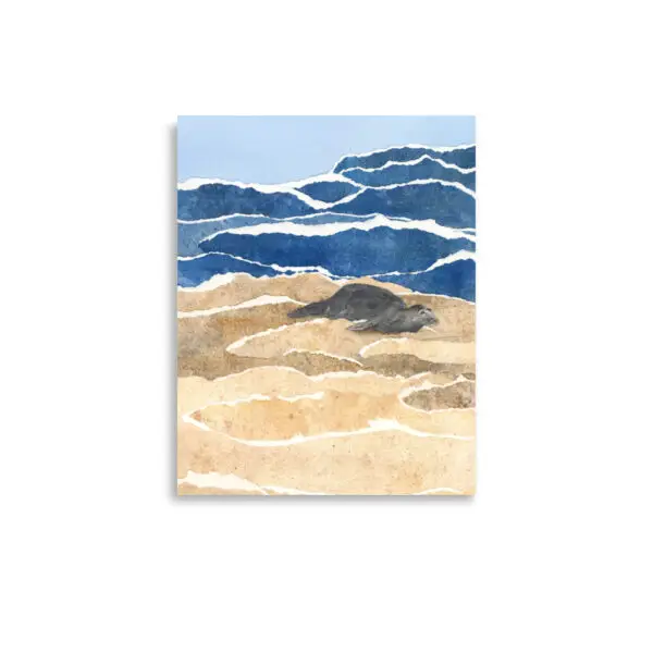 Sand and Surf Watercolor Collage Print