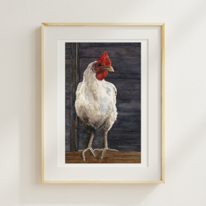 Haughty in the Hen House Watercolor Print
