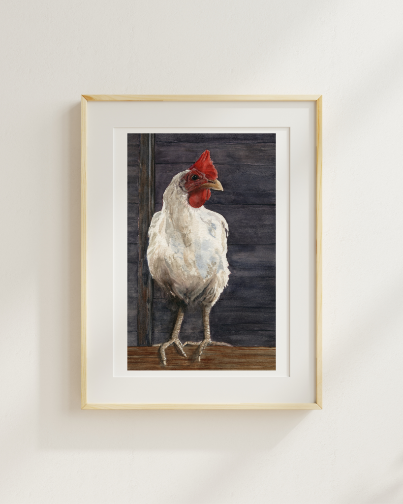 Haughty in the Hen House Watercolor Print