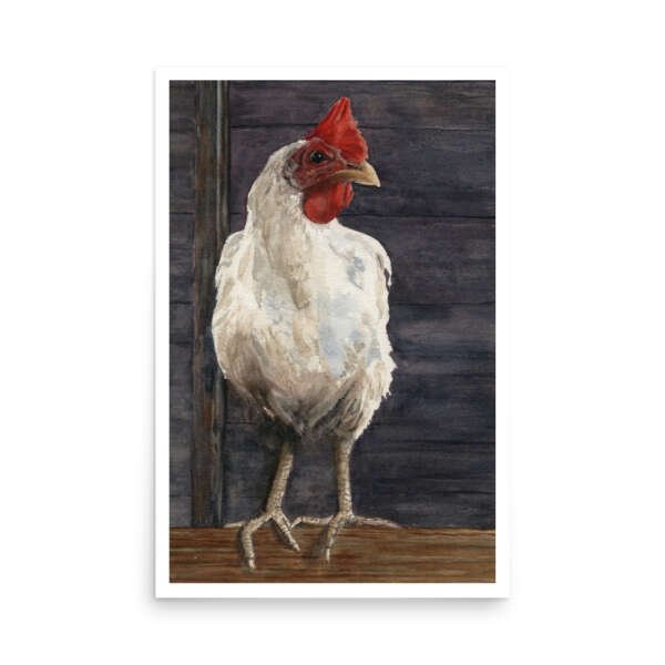 Haughty in the Hen House Watercolor Print