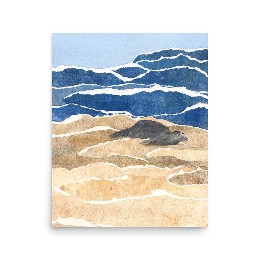 Sand and Surf Watercolor Collage Print - Image 4